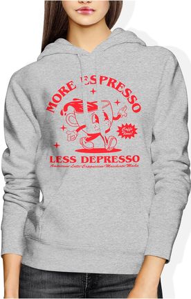 More Espresso Less Depresso Kawa Damska bluza z kapturem (L, Szary)