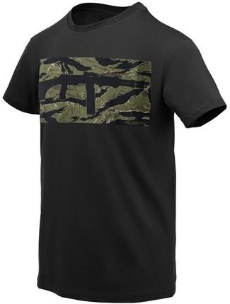 Krótki T-shirt Helikon-Tex RPD Bawełniany, Czarny/Tygrysi Pasek