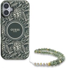 Guess Guess Guhmp16Mhcpofpa Iphone 16 Plus 6.7&Quot; Zielony/Green Hardcase Iml Flowers Allover Electro With Pearl Strap Magsafe