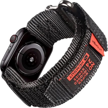 4Kom.Pl Pasek Nylonowy Do Apple Watch 2/3/4/5/6/7/8/9/Se/Ultra 42/44/45/49Mm Nylon Band Sport Czarny