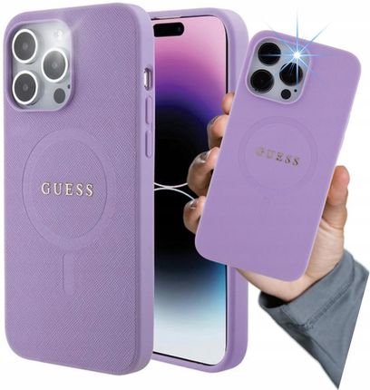 Guess Saffiano Classic Logo Do Iphone 16 Pro Max Fioletowy (GUHMP16XPSAHMCU) - zdjęcie 2