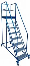 Stalowy podest roboczy, jezdny 7 stopni i platforma (standardowy z barierką)