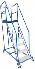 Stalowy podest roboczy, jezdny 6 stopni i platforma (standardowy z barierką)