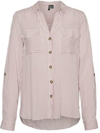 VERO MODA Damska koszulka Vmbumpy L/S New Noos bluzka, Snow White/Stripes:nostalgia Rose, L