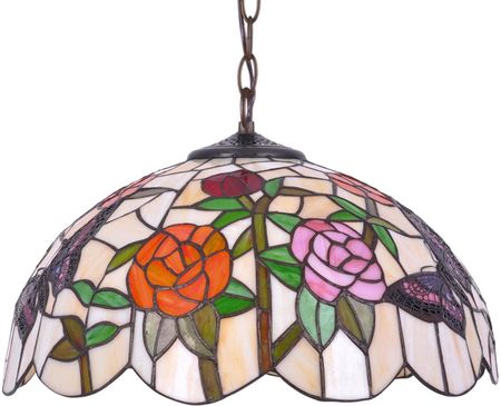 Lampa wisząca, dekoracyjny witraż z różyczkami K-P16835 z serii ROSE