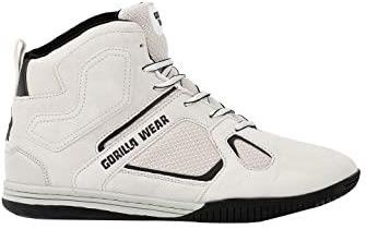 Gorilla Wear Buty do kulturystyki Troy High Tops – czarne/czerwone – sport, czas wolny, trening, sznurówki z logo, wygodne, ekstra mocne trzymanie dla