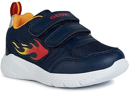 Geox Niemowlęta B SPRINTYE Boy Sneaker, chłopięce buty typu sneakers, granatowe/żółte, 21 EU, granatowy żółty, 21 EU