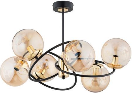 Alfa Wiromat 63220 Lampa Wisząca Zwis Loft Elegancka Klosz Szklany Kule 6X10W E14 Czarna Złota