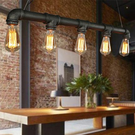Enjoyshopping Retro Industrialna Lampa Wisząca Lampy Vintage Rura Wodna Formowana Z 5 Gniazdami E27