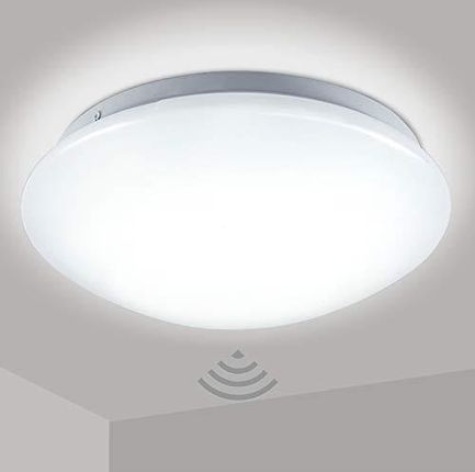 Karpal Lampa Sufitowa Led Z Czujnikiem Ruchu Światła Dziennego Ciepła Biel 12W 960 Lumenów ? 24 Cm Do Piwnic Korytarze Pom