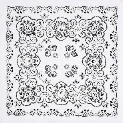 Duża Bandamka Bandana Modna Chusta do Włosów Bawełniana XL Biała Paisley - zdjęcie 3