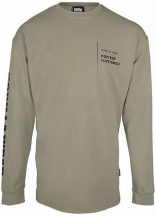 Gorilla Wear Boise Oversized Long Sleeve - zieleń wojskowa - wysokiej jakości z wytrzymałego i rozciągliwego materiału do kulturystyki i fitnessu, bar