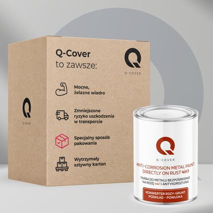 Q-Cover Farba Do Metalu Na Rdzę Żeliwne Blachę Zółty Złoty Ral 1004 Półmat 1l - zdjęcie 5