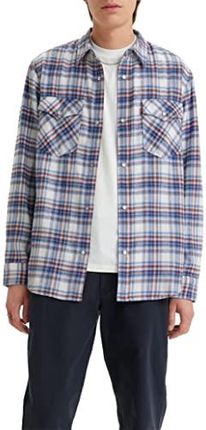 Levi's Mężczyźni Relaxed Fit Western Shirt, Humphrey Plaid Bright White, S