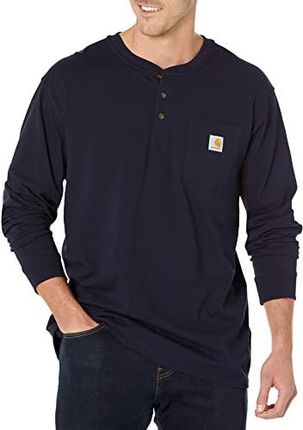 Carhartt MÄ™ska luźna koszulka Henley z dÅ‚ugim rÄ™kawem i kieszeniÄ…, granatowy, XXL