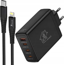 Extralink Smart Life Ładowarka 100W GaN 3x USB-C 1x USB-A + Kabel USB-C - Lightning 27W 200 cm EX35595