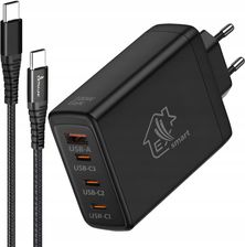 Extralink Smart Life Ładowarka 100W GaN 3x USB-C 1x USB-A + Kabel USB-C - USB-C 100W 200 cm EX35533
