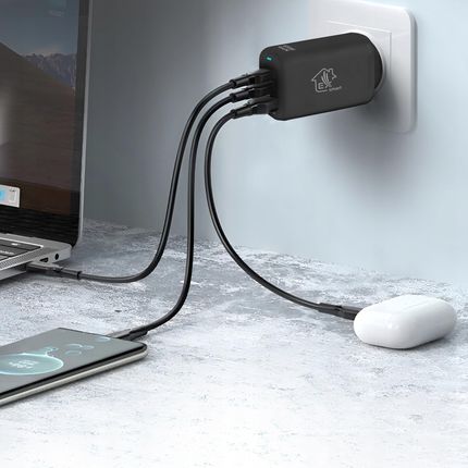 Extralink Smart Life Ładowarka 65W GaN 2x USB-C 1x USB-A + Kabel USB-C - USB-C 100W 200 cm EX35540 - zdjęcie 5