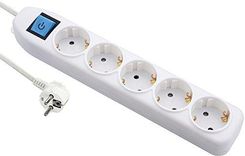 Electraline 52511, listwa zasilająca z 5 gniazdami z włącznikiem/wyłącznikiem, kabel 1,5 m, wtyczka Schuko, biała (52511)