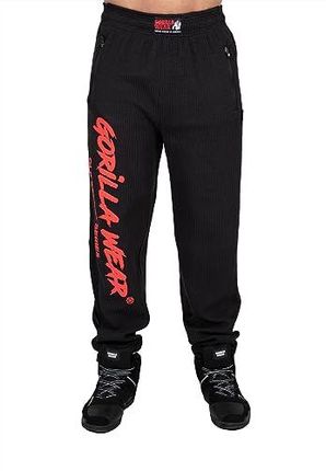 Gorilla Wear - Augustine Old School Pants – czarne/czerwone – odzież do kulturystyki i fitnessu męska odzież do biegania wygodna z nadrukiem logo