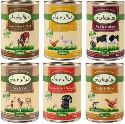 Karma Lukullus Natural Mix 6 Smakw 12x400g - Ceny i opinie - Ceneo.pl