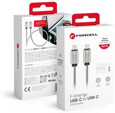 Forcell Kabel C239 USB-C do USB-C, 100W, PD, QC4.0, 1 m, srebrny