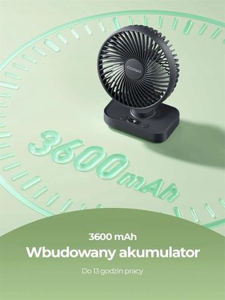 Mini wentylator Ocoopa D606Y grafitowy, oscylator, akumulator, USB - zdjęcie 4