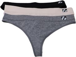 Zdjęcie Zestaw stringów 3PK Thong 3 sztuki Czarny, Szary, Beżowy | Więcej sportu za mniej! - Szklarska Poręba