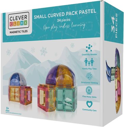 Cleverclixx - Klocki magnetyczne Small Curved Pack Pastel - 34 el.