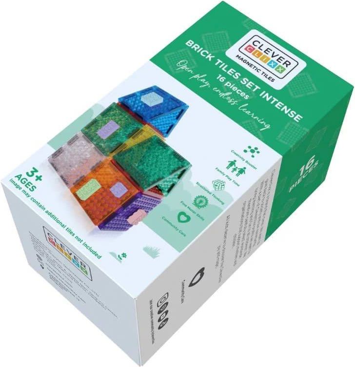 Bricks Reading50 1,2,3 セット Cleverclixx - Klocki magnetyczne Brick Tiles Pack Intense