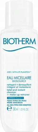BIOTHERM BIOSOURCE EAU MICELLAIRE OCZYSZCZAJĄCY PŁYN MICELARNY DO WSZYSTKICH RODZAJÓW SKÓRY, 30 ML