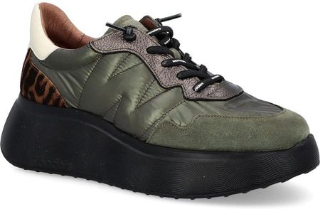 Lekkie sneakersy damskie - WONDERS A-3610 KHAKI