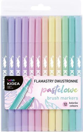 Kidea Flamastry Dwustronne Pastelowe B Brush 12 Kolorów