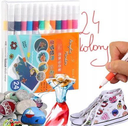 Markery Akrylowe Pisaki Flamastry Do Malowania Kamieni Ubrań Diy 24Kolory