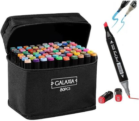Galaxia Markery Alkoholowe 80Szt. Flamastry Mazaki Pisaki Dwustronne Pro Torba