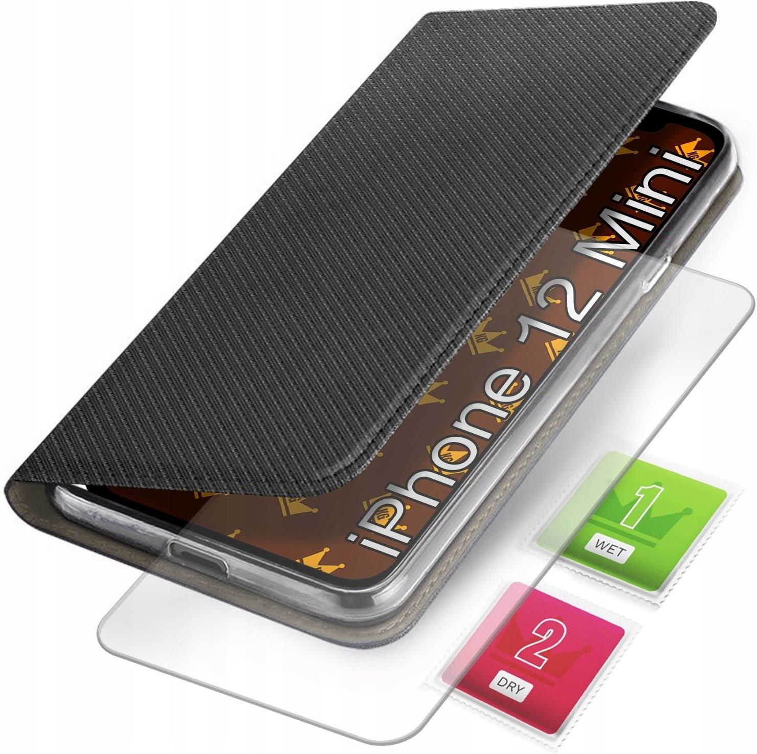 Etui Z Klapką Do Iphone 12 Mini Czarne Zamykane Magnetyczne