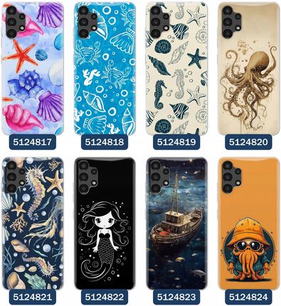 Etui Do Samsung Galaxy A13 4G Morze Statki Fale Ryby Delfiny Muszle - zdjęcie 4