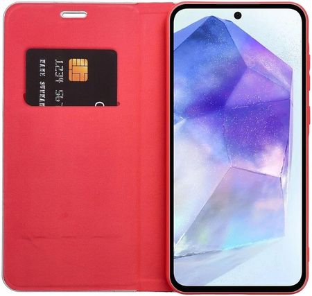 Kabura Luna Book Carbon Do Samsung A25 5G Czerwony - zdjęcie 3