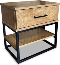 Szafka Nocna Dębowa 1S1P Karmel, Metalowa Szafka W Stylu Loft