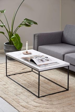 Actona Group A S Stolik Kawowy Barossa 110X55 Czarny Mat Biały Marmur Carrara - zdjęcie 2