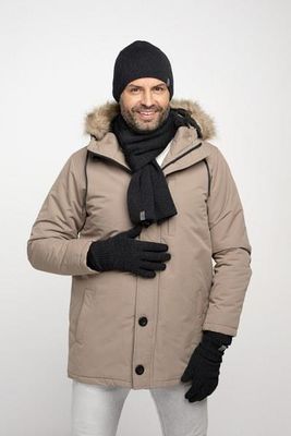 Komplet Męski PaMaMi Czapka Szalik Rękawiczki Szary - zdjęcie 3