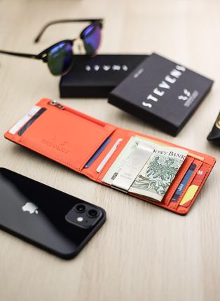 STEVENS Skórzany portfel męski RFID z szybkim dostępem do karty i miejscem na AirTag - zdjęcie 2