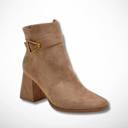 Beżowe botki na stabilnym obcasie Lily Shoes JH23-73