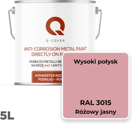 Q-Cover Farba Do Metalu Na Rdzę Ocynk Różowy Jasny Ral 3015 Wysoki Połysk 5L - zdjęcie 6
