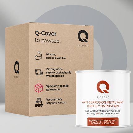 Q-Cover Farba Do Metalu Na Rdzę Żeliwne Blachę Grafitowy Ral 7024 Satyna 2.5L - zdjęcie 5