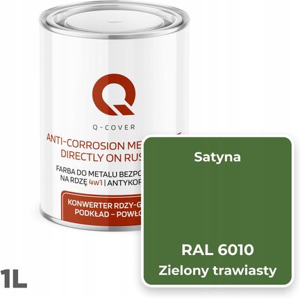 Q-Cover Farba Do Metalu Na Rdzę Aluminium Zielony Trawiasty Ral 6010 Satyna 1L - zdjęcie 3