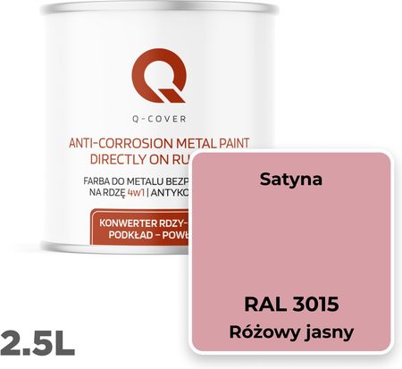 Q-Cover Farba Do Metalu Na Rdzę Blachę Różowy Jasny Ral 3015 Satyna 2.5L - zdjęcie 5