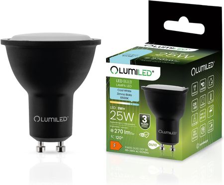Lumiled Żarówka Led Gu10 3W = 25W 270Lm 6500K Zimna 120° Czarna