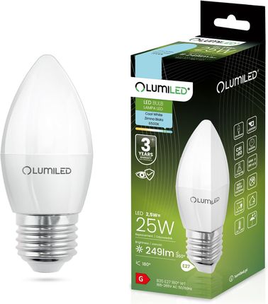 Lumiled Żarówka Led E27 B35 2,5W = 25W 249Lm 6500K Zimna 180°