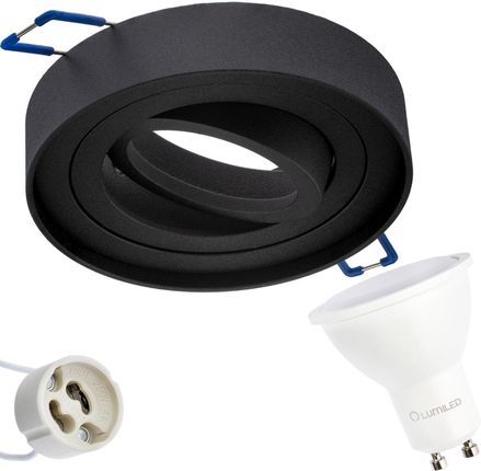 Lumiled Zestaw Oprawa Halogenowa Tuba Spot Ruchoma Midi Gu10 Okrągła Czarna 20Mm + Led 10W 6500K